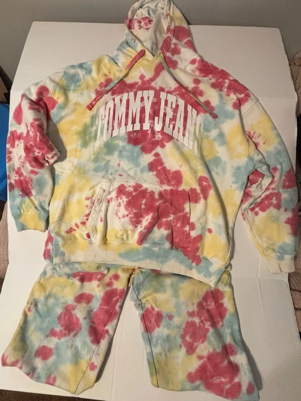 Tommy Hilfiger Tie-Dye Hoodie & Sweatpants Set - Pink, Blue, Yellow